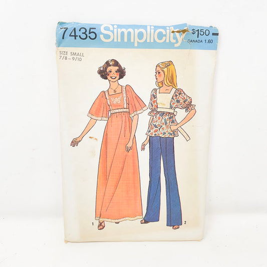 Vintage 1976 Simplicity Top or Dress - 7435 - Size 7-10