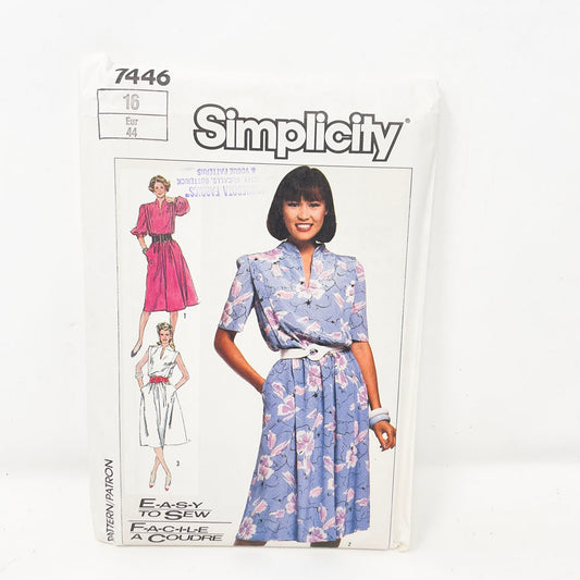 Vintage 1986 Simplicity Dress - 7446 - Size 16