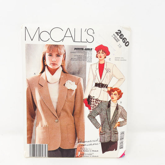 Vintage 1986 McCalls Jacket - 2660 - Size 18