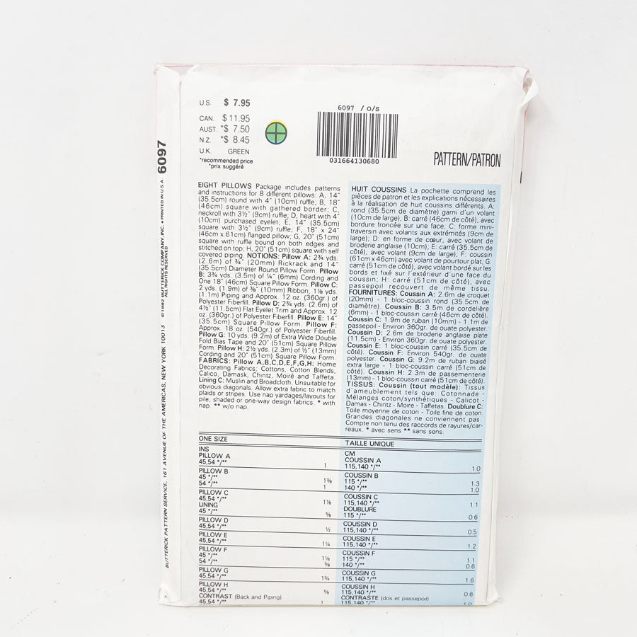 Butterick Home - Waverly Pillows - 6097