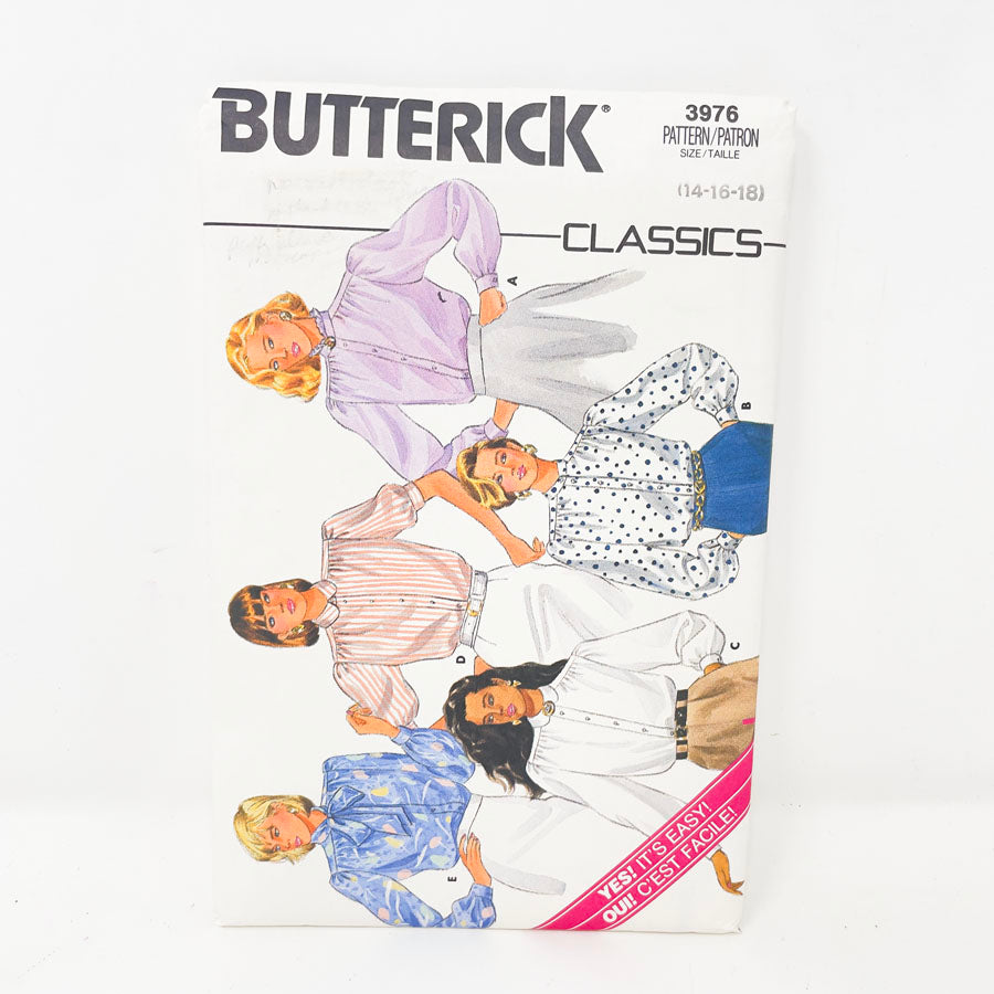Vintage 1986 Butterick Top - 3976 - Size 14-18