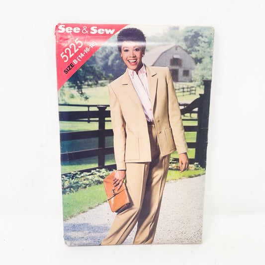 Vintage 1980s See & Sew Suit - 5225 - Size 14-18