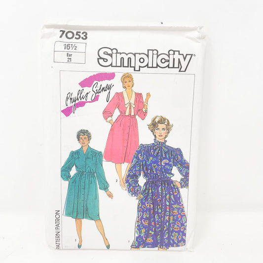 Vintage 1985 Simplicity Dress - 7053 - Size 16.5
