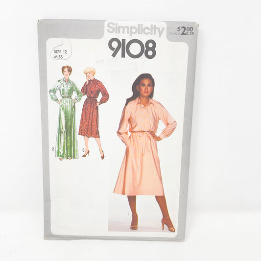 Vintage 1979 Simplicity Dress - 9108 - Size 12