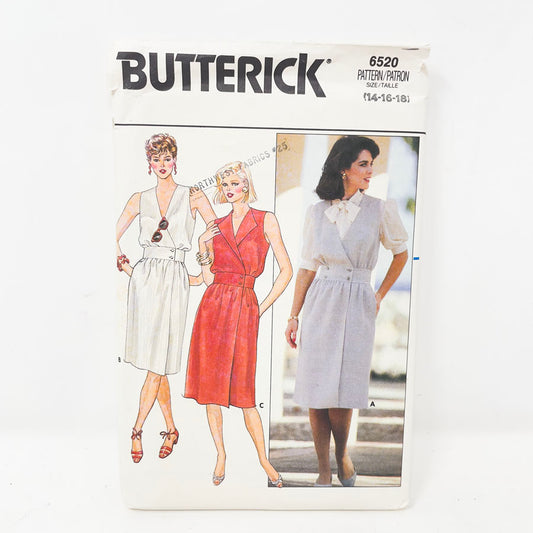 Vintage 1980s Butterick Dress - 6520 - Size 14-18