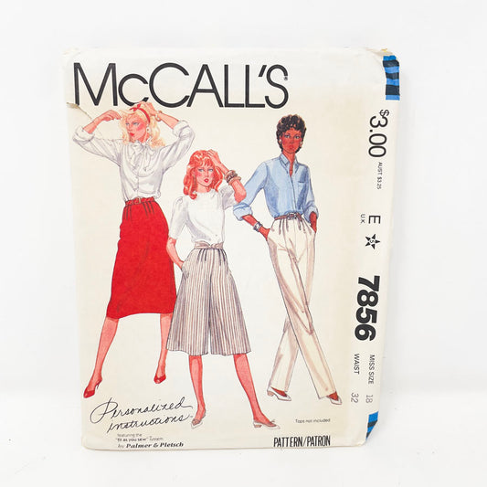 Vintage 1982 McCalls Bottoms - 7856 - Size 18