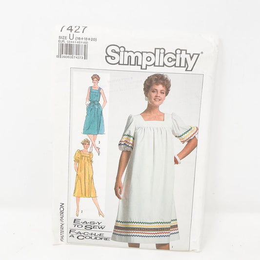 Vintage 1986 Simplicity Dress - 7427 - Size 16-20
