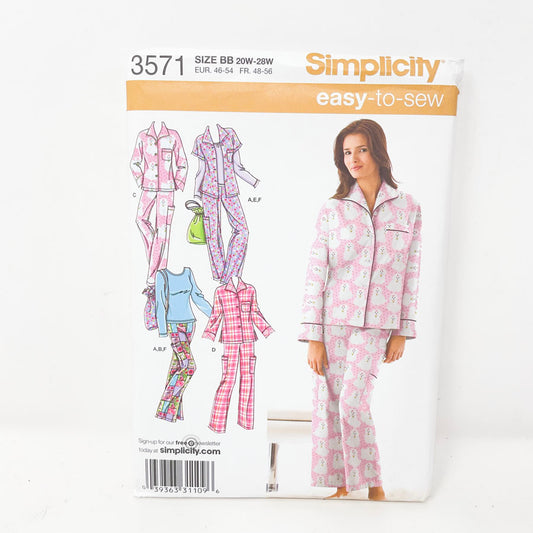 2007 Simplicity Pajamas - 3571 - Size 20-28w