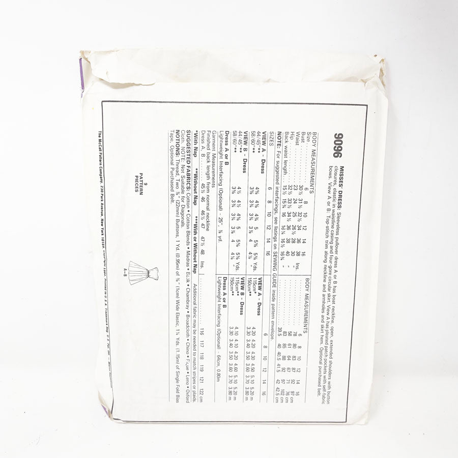 Vintage 1984 McCalls Dress - 9096 - Size 12