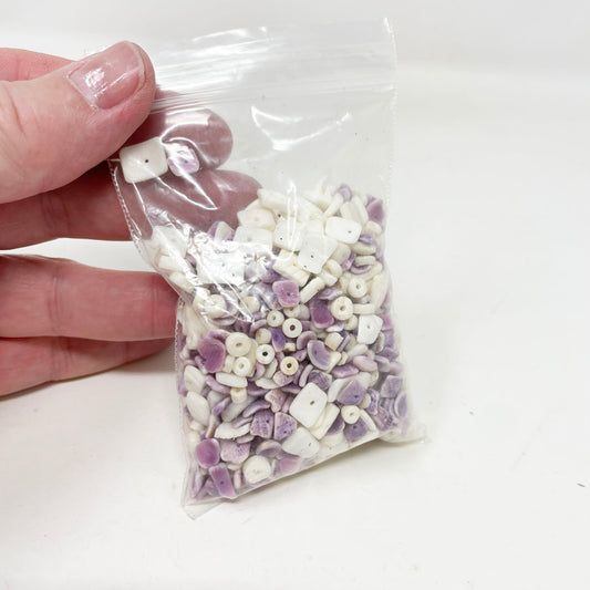 Purple and White Shell Beads