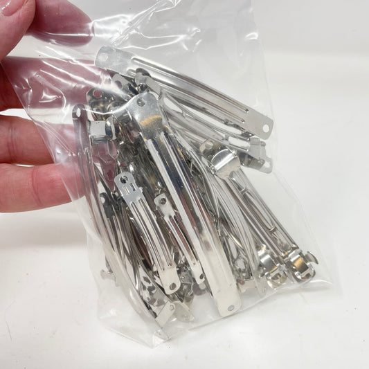 Silver Metal French Barrette Clips