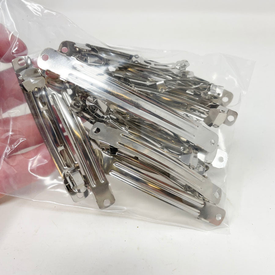 Silver Metal French Barrette Clips