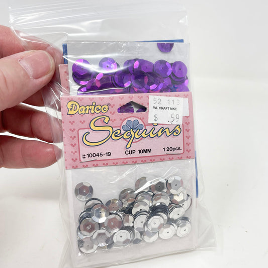Bundle of Silver, Gold & Purple Sequins
