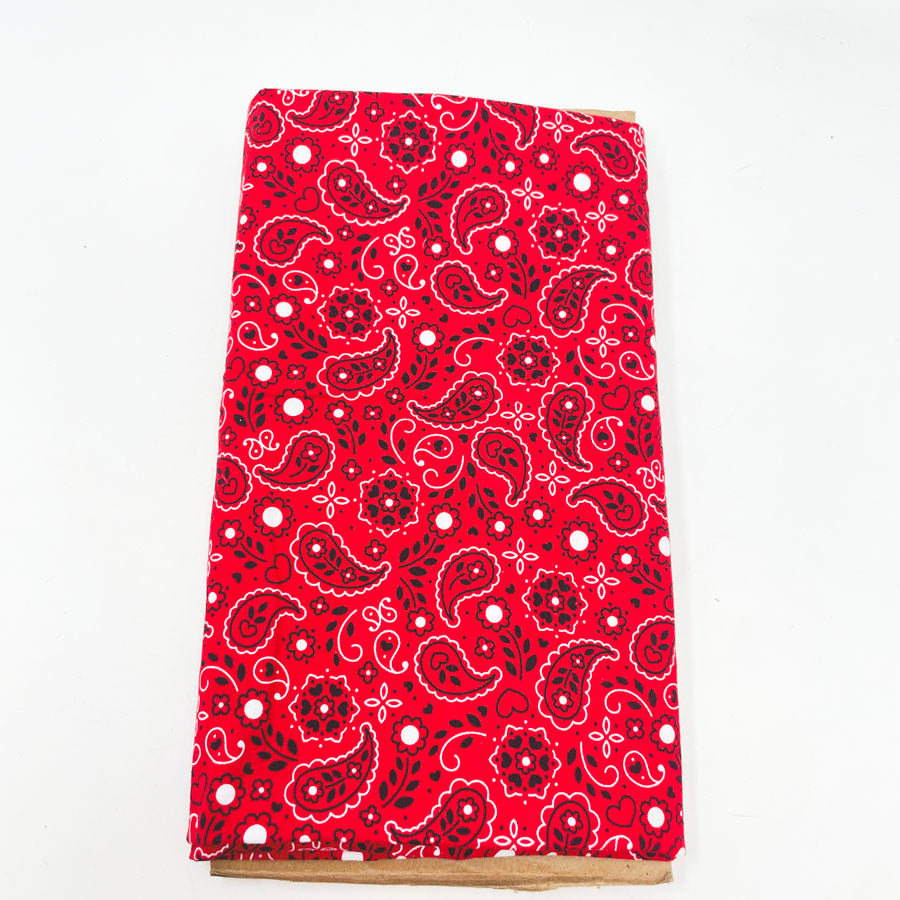 1 yd x 40" - Red Paisley Handkerchief Fabric