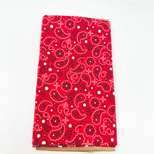 1 yd x 40" - Red Paisley Handkerchief Fabric