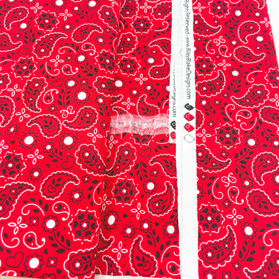 1 yd x 40" - Red Paisley Handkerchief Fabric