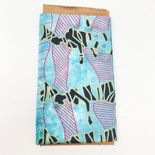 1 yd x 43" - Aqua Walking Woman Fabric