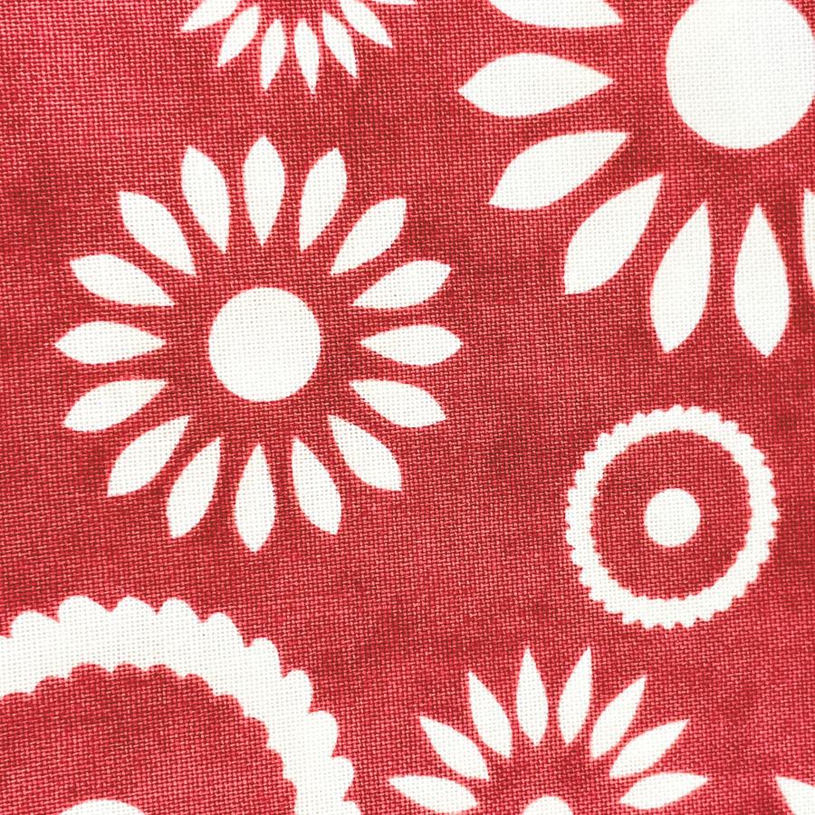 1 yd x 44" - Deep Red Circle Bursts Fabric