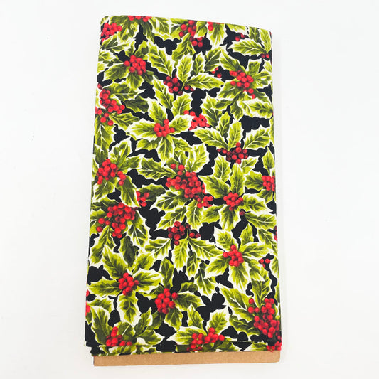 1 yd x 42" - Holly on Black Fabric - Andover