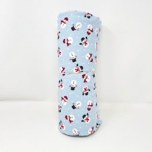 2.5 yd x 41" - Pale Blue Snowman Flannel Fabric