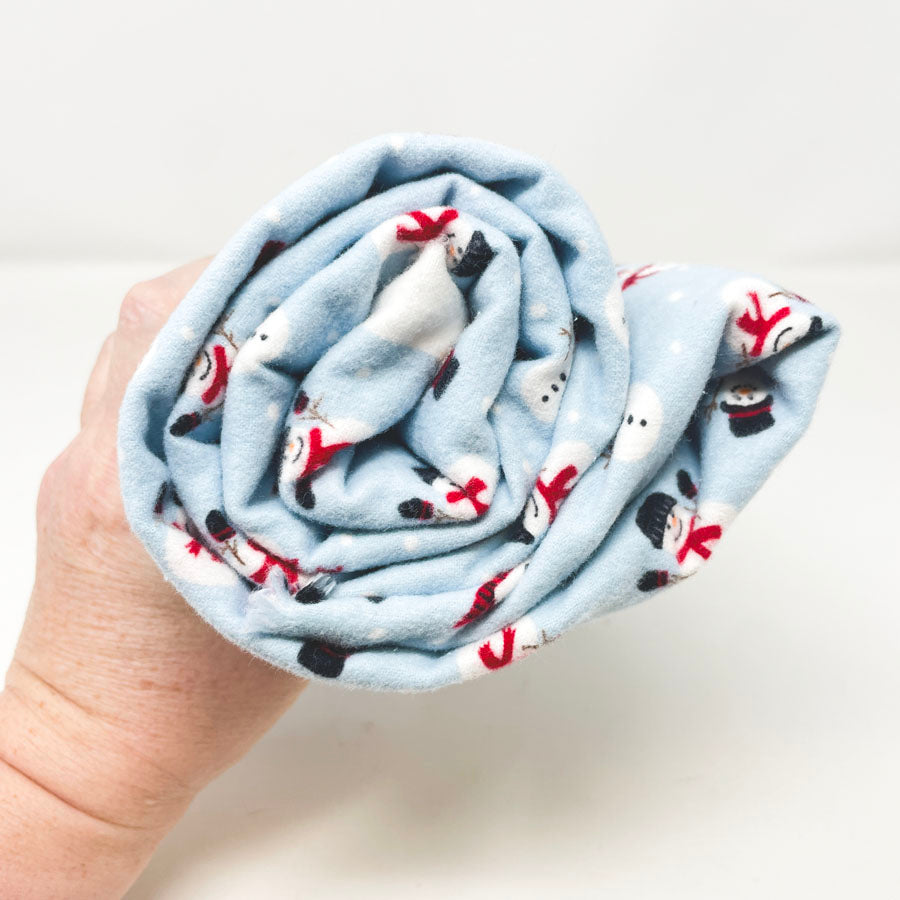 2.5 yd x 41" - Pale Blue Snowman Flannel Fabric