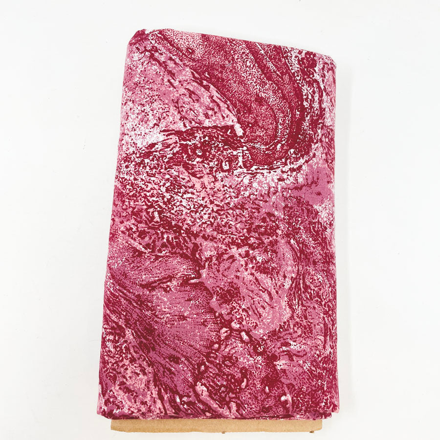 3.5 yd x 46" - Dark Red Marbled Cotton Fabric