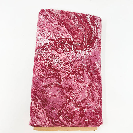 3.5 yd x 46" - Dark Red Marbled Cotton Fabric