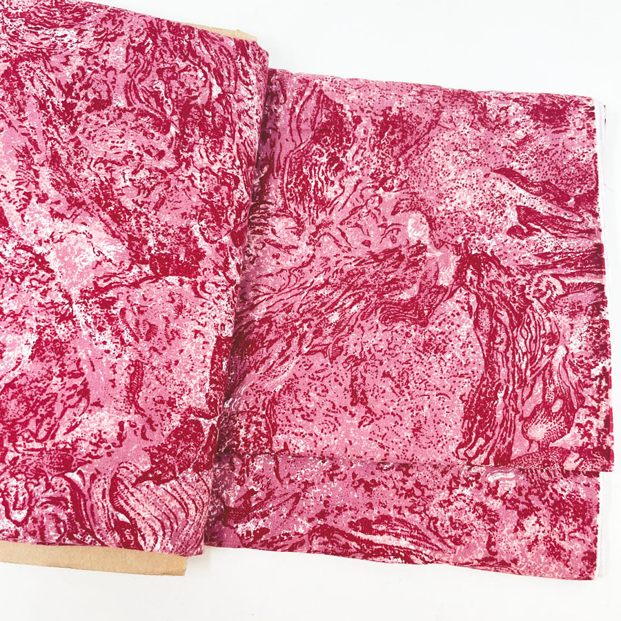 3.5 yd x 46" - Dark Red Marbled Cotton Fabric