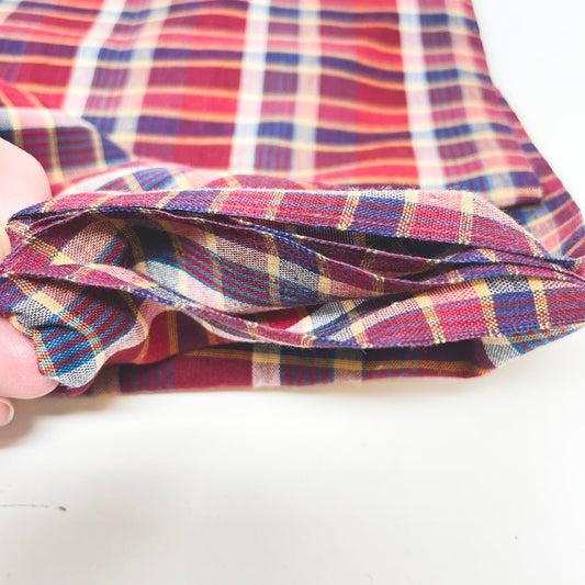 3 yd x 45" - Red/Blue Plaid Lightweight Cotton Blend Fabric
