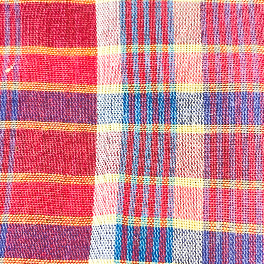 3 yd x 45" - Red/Blue Plaid Lightweight Cotton Blend Fabric