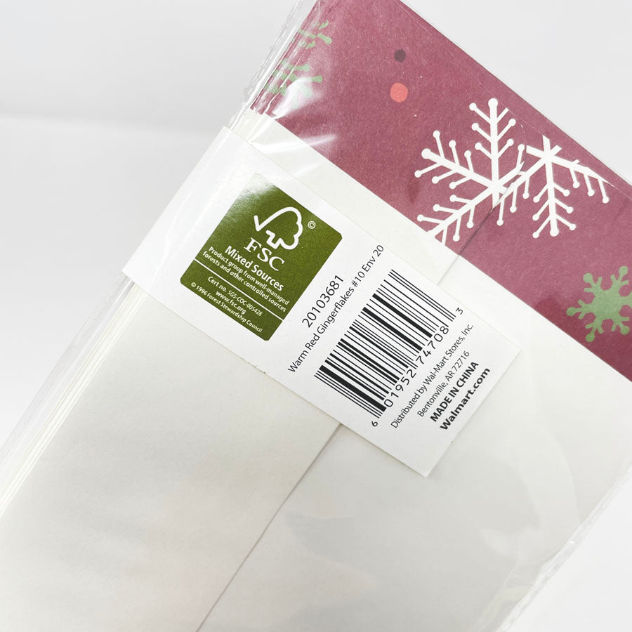 20 ct. Holiday Time Red Snowflake Envelopes