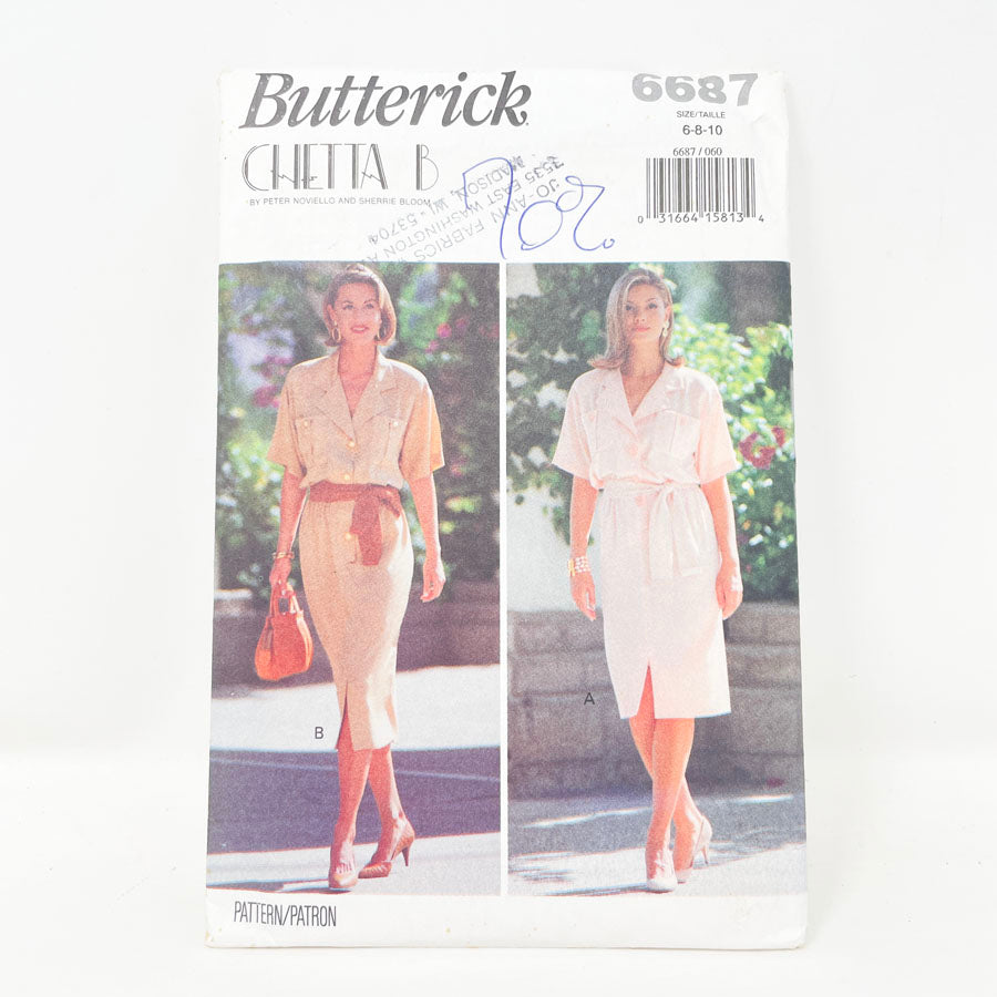 1990s Butterick 6687 Sewing Pattern - Dress (6-10)