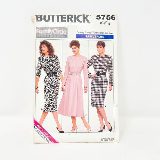 1980s Butterick 5756 Sewing Pattern - Dress (12-16)