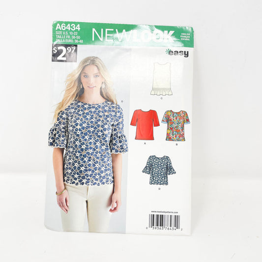New Look A6434 Sewing Pattern - Top (10-22) - 2016