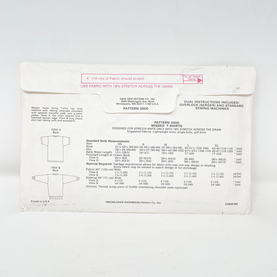 Kwik Sew 0000 1980s Sewing Pattern - Top (XS-XL)