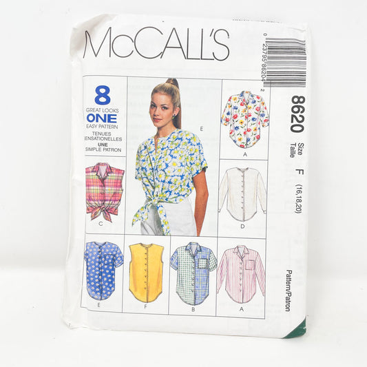 1990s McCall's 8620 Sewing Pattern - Top (16-20)