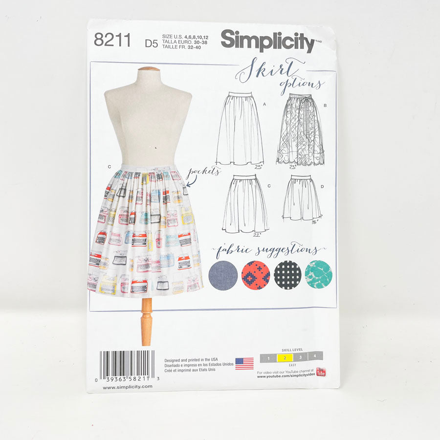 Simplicity 8211 Sewing Pattern - Skirt (4-12) - 2016